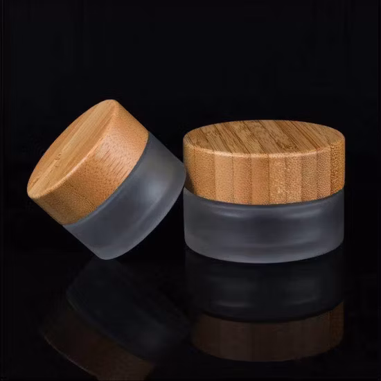 Pot de bouteille d'emballage cosmétique en verre de bambou 50g