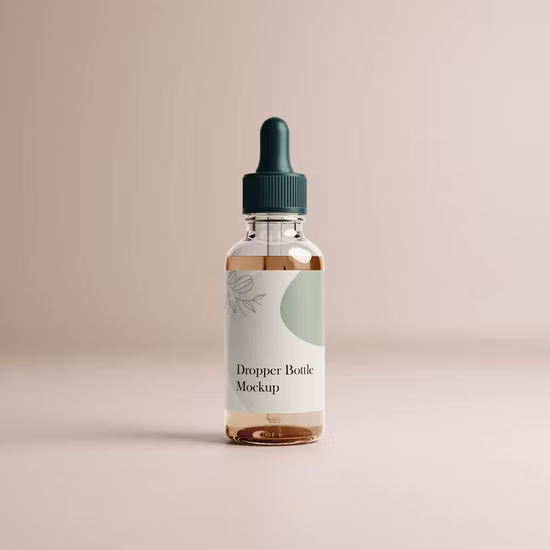 Flacon compte-gouttes en verre à épaule ronde de 20ml, petite bouteille d'huile essentielle en verre givré