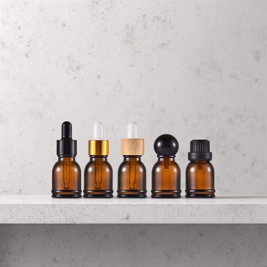 Bouteilles de compte-gouttes d'huile de sérum d'essence de verre ambré de l'emballage cosmétique de logo fait sur commande 15ml