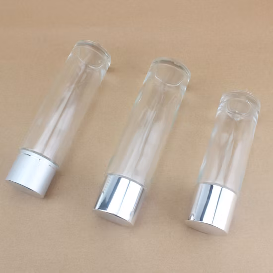 Bouteille de toner en verre vide transparent cosmétique de 100 ml 150 ml avec couvercles en acrylique argenté