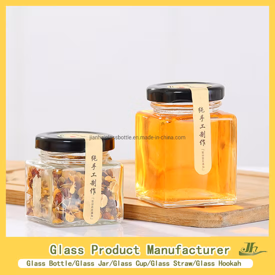 100ml/180ml/200ml/250ml/280ml/300ml/380ml Miel/Confiture/cornichons/Café/Bougie/Mason/Pudding/Yaourt/Thé/Jucie Cuisine Pot de stockage des aliments Fabricant de bocaux en verre